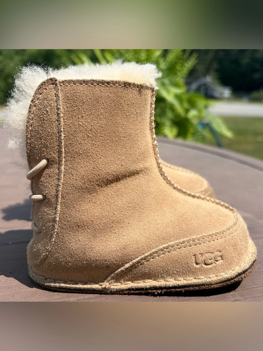 UGG Boo Infant Suede Shearling Boots Chestnut Style 5206 Size M